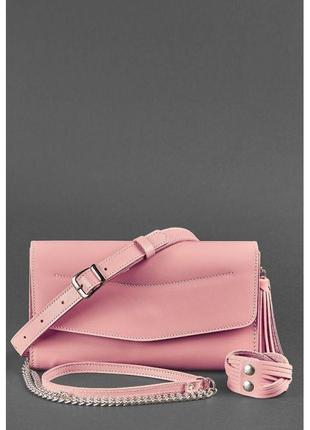 Кожаная женская сумка «элис» розовая (bn-bag-7-pink-peach)6 фото