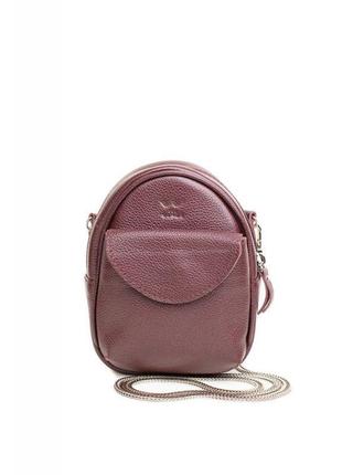 Кожаная женская мини-сумка kroha марсала флотар