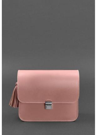 Шкіряна жіноча бохо-сумка лілу рожева5 фото