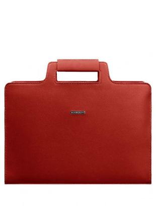Жіноча шкіряна сумка для ноутбука та документів червона10 фото