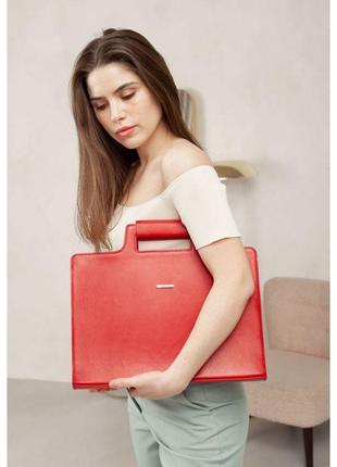 Жіноча шкіряна сумка для ноутбука та документів червона1 фото