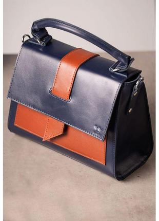 Женская кожаная сумка ester сине-коричневая3 фото