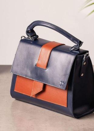 Женская кожаная сумка ester сине-коричневая7 фото