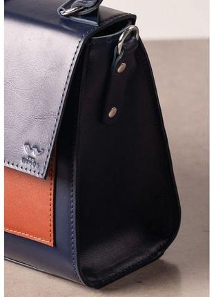 Женская кожаная сумка ester сине-коричневая4 фото