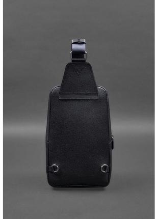 Кожаный мужской рюкзак (сумка-слинг) на одно плечо синий saffiano3 фото