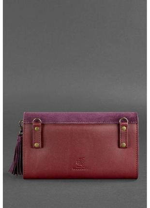 Женская кожаная сумка элис бордовая велюр краст