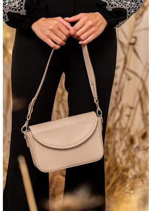Жіноча шкіряна сумка «molly» світло-бежевий крат 13х21х6 см (tw-molly-light-beige)5 фото