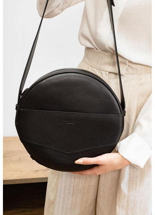 Кожаная женская круглая сумка-рюкзак maxi черная7 фото