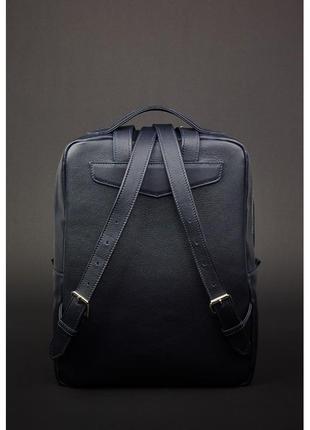 Шкіряний міський жіночий рюкзак на блискавці cooper темно-синій3 фото