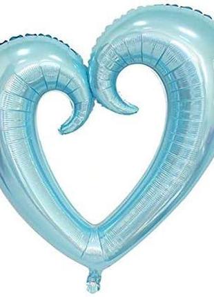 Фольгована кулька, фігура, "серце фігурне" ,голубе ,108/91 см.