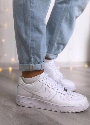 Кожаные унисекс кроссовки nike air force в белом цвете (весна-лето-осень)😍3 фото