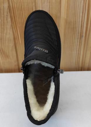 Дутики короткие черные женские зимние ботинки на двух молниях дутіки короткі чорні зимові жіночі (код: б3283)4 фото