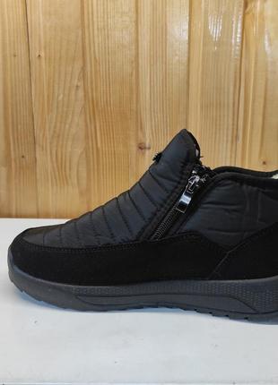 Дутики короткие черные женские зимние ботинки на двух молниях дутіки короткі чорні зимові жіночі (код: б3283)3 фото