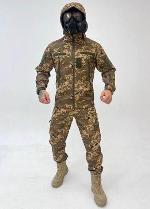 Тактичний костюм софтшел військова форма весна softshell водовідштовхуюча на флісу
