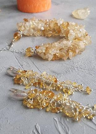 Браслет і сережки срібні "цитрин"