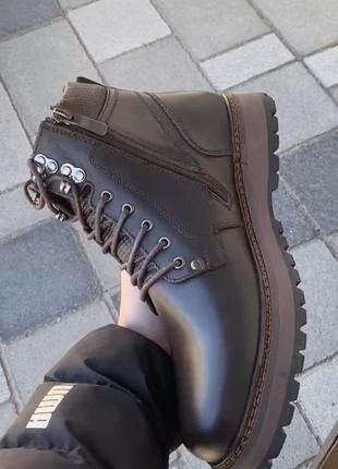 Чоловічі зимові черевики з натуральної шкіри та хутра2 фото