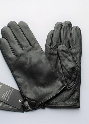 Мужские кожаные перчатки, подкладка махра, румыния