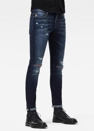 Дизайнерские джинсы g-star raw lancet skinny синие мужские брюки