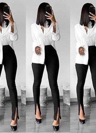 Женские джеггинсы-брюки с утяжкой высокая посадка широкий пояс-резинка2 фото