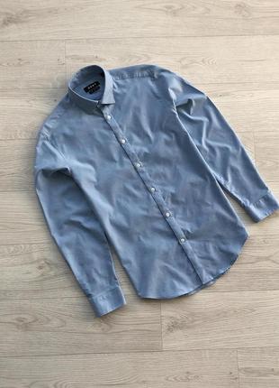 Классическая рубашка dkny performance slim fit active stretch shirt blue