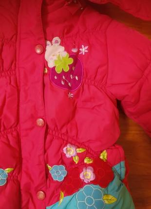Куртка пуховик на девочку 104 розовый зимний теплый3 фото