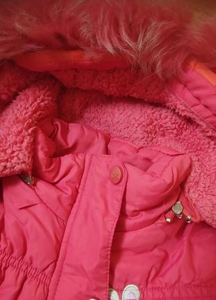 Куртка пуховик на девочку 104 розовый зимний теплый4 фото