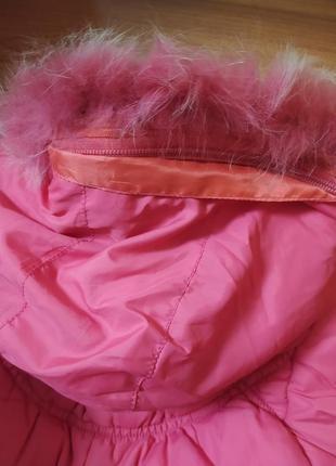 Куртка пуховик на девочку 104 розовый зимний теплый7 фото