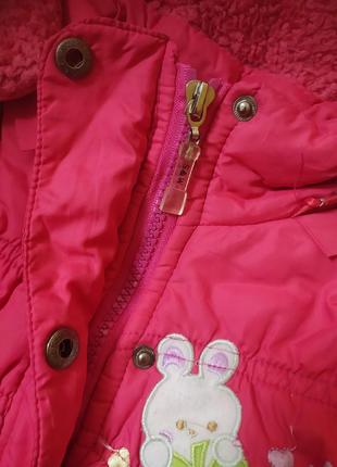 Куртка пуховик на девочку 104 розовый зимний теплый8 фото