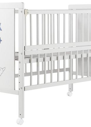 Ліжко babyroom ведмежатко m-01 відкидний бік, колеса — бук білий