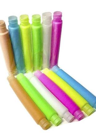 Іграшка "антистрес "bunmo pop tubes pastel фосфор" 20 см/світиться в темряві 6 шт1 фото