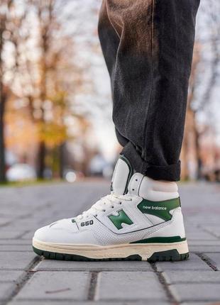 New balance 650 high white green fur2 фото