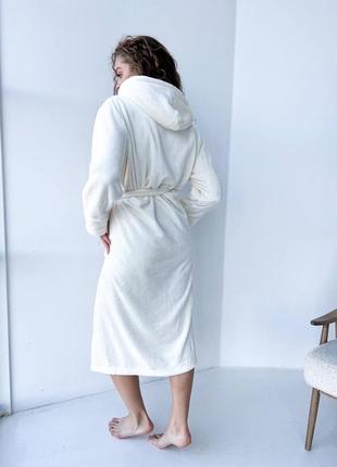 Теплый махровый халат, махровый халат,молочный халат, белый теплый халат6 фото