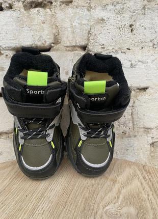 Зимние теплые ботинки сапоги на мальчика 24 26 размер на овчине хаки8 фото