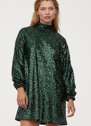 Вечернее платье мини h&amp;m в пайетки.