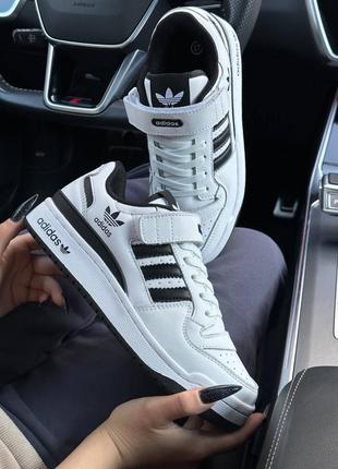 Женские кроссовки adidas originals forum 84 low white black8 фото