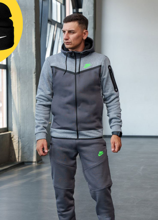 Зимовий спортивний костюм nike tech fleece на флісі. теплий спортивний костюм найк теч фліс
