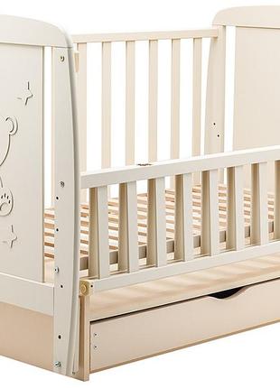 Ліжко babyroom умка dumyo-3 маятник, ящик, відкидний бік бук слонова кістка3 фото