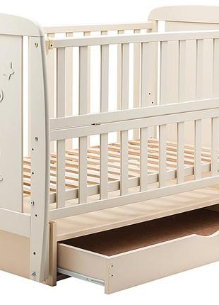 Ліжко babyroom умка dumyo-3 маятник, ящик, відкидний бік бук слонова кістка5 фото