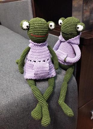 Лягушонок квакер и лягушка аква.игрушка мягкая.ручная работа.набор 2 шт.