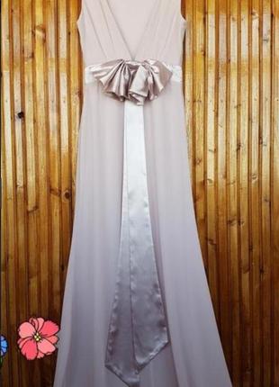 Вечернее, выпускное, свадебное длинное платье с открытой спинкой и шикарным съемным бантом.4 фото
