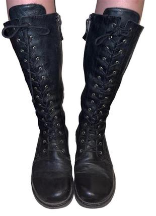 Вінтажні чорні чоботи на шнурівці та на змійці vintage black boots