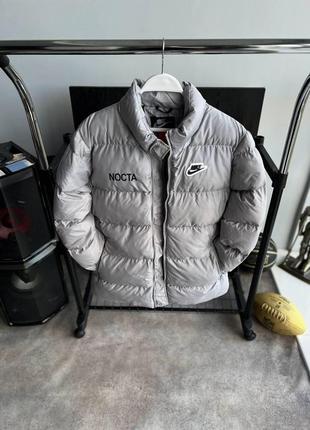 Мужская зимняя куртка nike nocta серая до -10*с короткая пуховик найк нокта без капюшона (bon)8 фото
