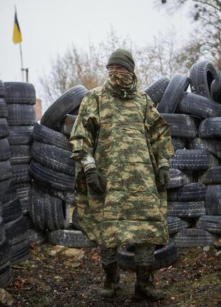 Дождевик тактический пончо зеленый камуфляжный плащ военный армейский накидка с капюшоном зсу (b)2 фото