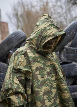 Дождевик тактический пончо зеленый камуфляжный плащ военный армейский накидка с капюшоном зсу (b)7 фото