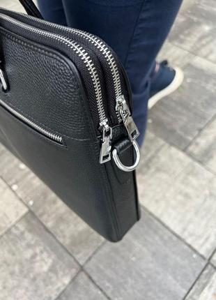 Кожаная сумка для ноутбука и документов черная collide из гладкой кожи деловая кожаная сумка с ручками (b)10 фото