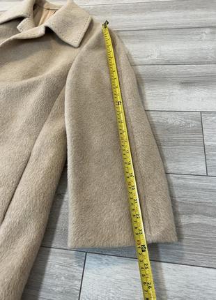 Бежевое пальто лама теплое зимнее пальто свободного кроя шерстяное пальто зимнее винтажное пальто лама3 фото
