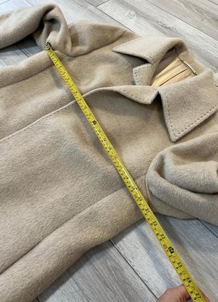 Бежевое пальто лама теплое зимнее пальто свободного кроя шерстяное пальто зимнее винтажное пальто лама4 фото