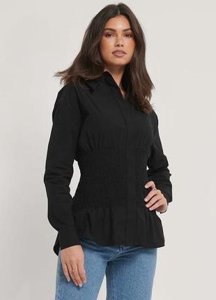 Рубашка оверсайз со сборками 32 р. na-kd