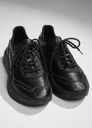 Мужские кроссовки игнис черные кожаные с ортопедической стелькой осенние весенние (b)8 фото