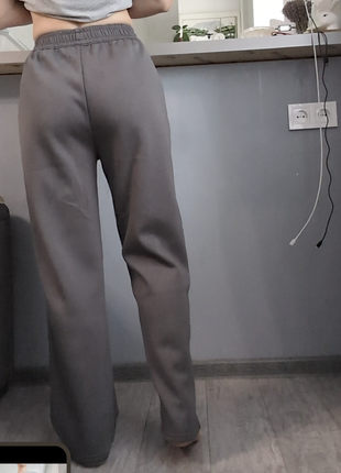 Теплые широкие серые брюки штаны5 фото